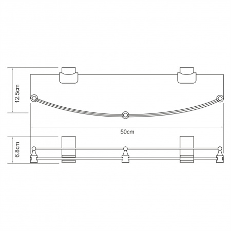 Leine K-5044WHITE Полка стеклянная с бортиком интернет магазин сантехники BATHPOINT