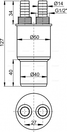 Переходная муфта HT 40/50хG1/2" AlcaPlast AKS6 интернет магазин сантехники BATHPOINT