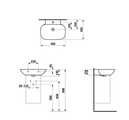 Раковина накладная 56 см Laufen Ino 8103020001041 интернет магазин сантехники BATHPOINT
