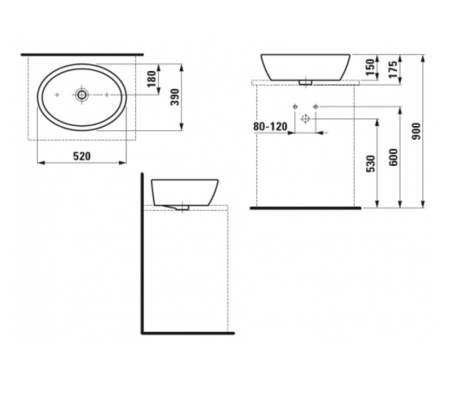 Раковина накладная 52 см Laufen Pro 8129640001091 интернет магазин сантехники BATHPOINT