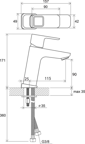 Смеситель Ravak 10° 15.7 17.1 интернет магазин сантехники BATHPOINT