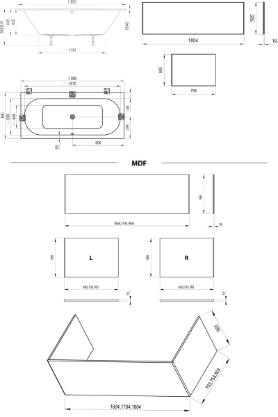 Ванна прмоугольна Ravak  800 мм 1800 мм интернет магазин сантехники BATHPOINT