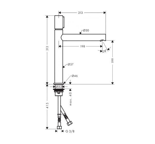 Смеситель для раковины Hansgrohe UnoSelect 21  интернет магазин сантехники BATHPOINT