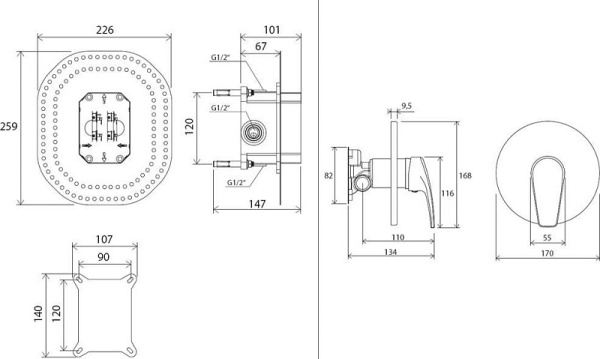 Смеситель скрытого монтажа Ravak Neo  17 интернет магазин сантехники BATHPOINT