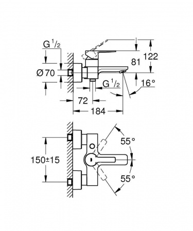 Смеситель однорычажный для ванны, GROHE Lineare, хром, (33849001) интернет магазин сантехники BATHPOINT