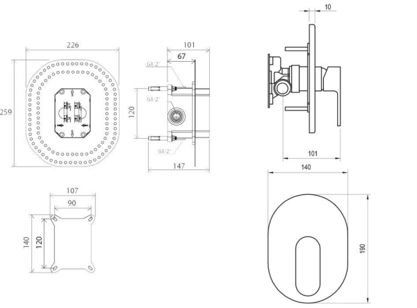 Смеситель встроенный без переключателя Ravak Chrome 22.6 25.9 интернет магазин сантехники BATHPOINT