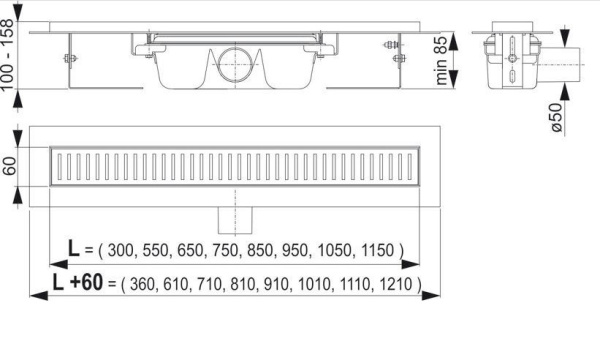 Решетка для водоотводящего желоба Alcaplast Cube 115  интернет магазин сантехники BATHPOINT