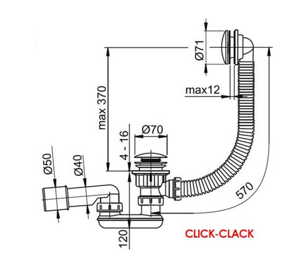 Сточный комплект для ванн CLICK CLACK Ravak  57  интернет магазин сантехники BATHPOINT