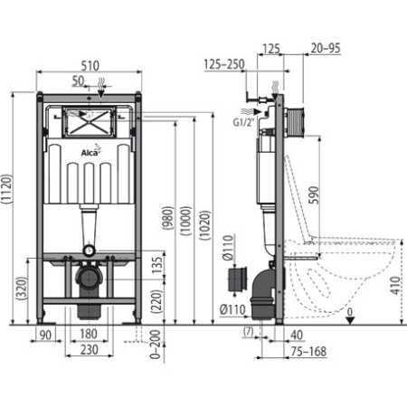Инсталляции под гипсокартон ALCAPLAST AM101/1120-0001 интернет магазин сантехники BATHPOINT