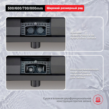 Душевой трап Raglo R650.70.09 700мм, нержавеющая сталь, графит интернет магазин сантехники BATHPOINT