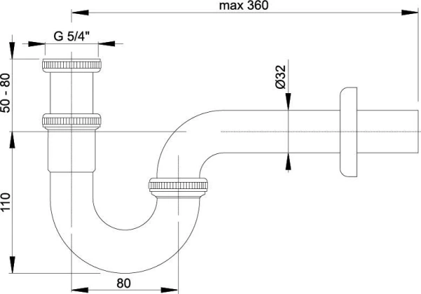 Сифон для биде Alcaplast  5 13 интернет магазин сантехники BATHPOINT