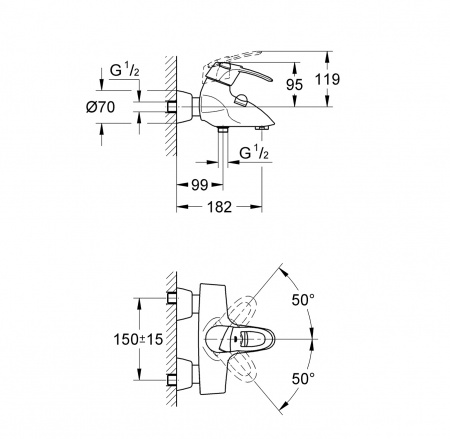 Смеситель однорычажный для ванны GROHE Chiara 32306000 (хром) интернет магазин сантехники BATHPOINT