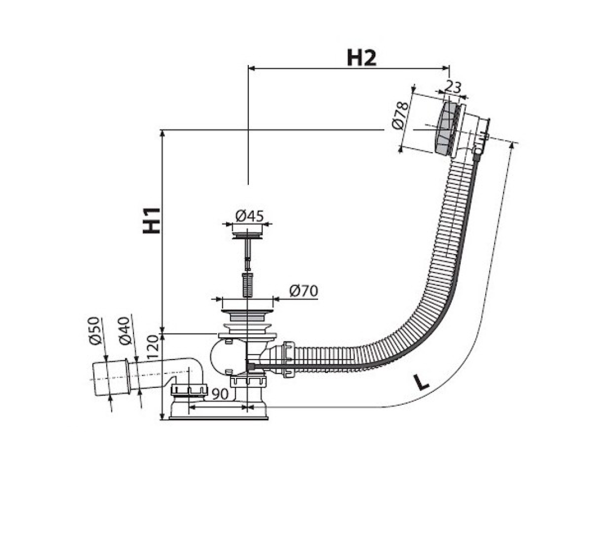 Слив-перелив для ванны AlcaPlast A55BLACK черный интернет магазин сантехники BATHPOINT