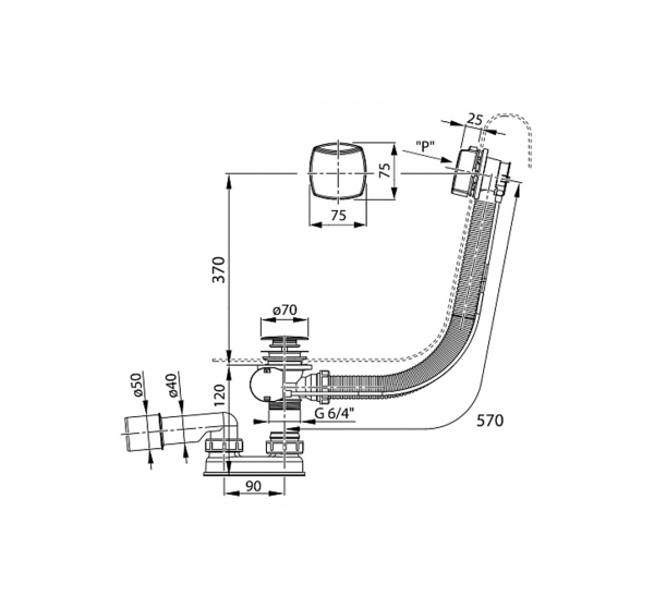 Сточный комплект II (квадратный) Ravak  57  интернет магазин сантехники BATHPOINT