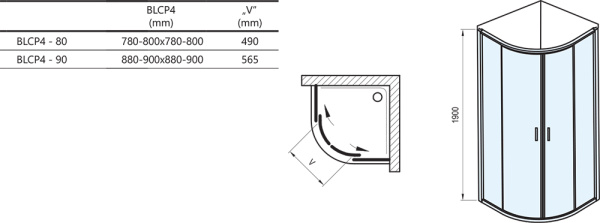 Душевой уголок BLCP4-80 Ravak Blix  80 интернет магазин сантехники BATHPOINT
