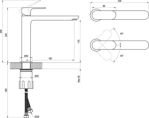 Смеситель для раковины Ravak Chrome II  234 мм  интернет магазин сантехники BATHPOINT