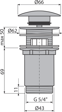 Донный клапан для раковины 5/4" AlcaPlast A392-GM-B интернет магазин сантехники BATHPOINT