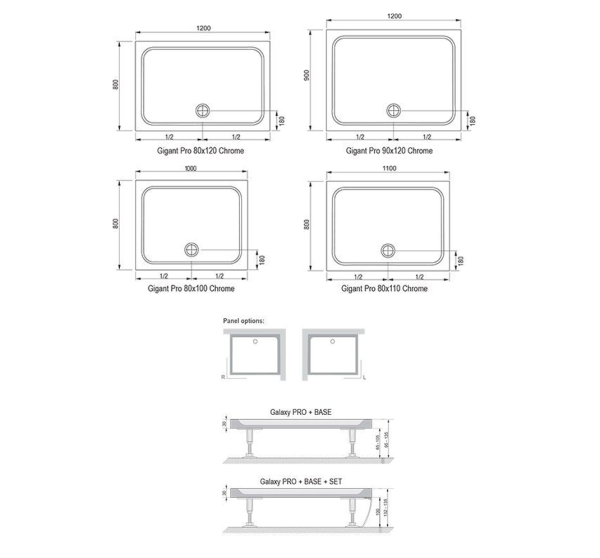Поддон Ravak Galaxy Pro Chrome 80 100 интернет магазин сантехники BATHPOINT