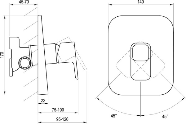 Смеситель встроенный без внутренней части Ravak 10° 14 14 интернет магазин сантехники BATHPOINT