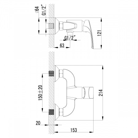Смеситель Lemark Plus Shape LM1703C для душа интернет магазин сантехники BATHPOINT