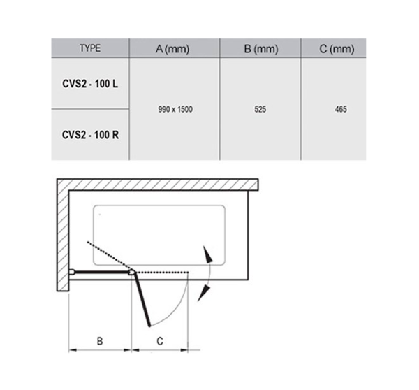 Душевая шторка  Ravak Chrome  100 интернет магазин сантехники BATHPOINT