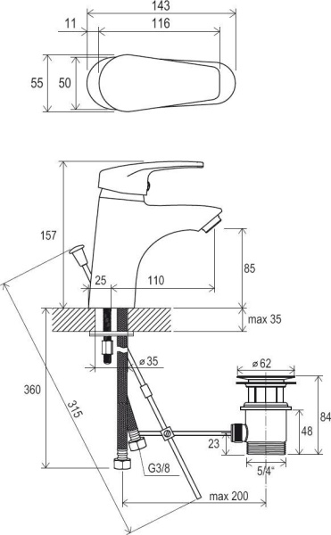 Смеситель для умывальника Ravak Neo 14.3 15.7 интернет магазин сантехники BATHPOINT
