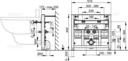 Монтажная рама для биде ALCAPLAST A105/450 интернет магазин сантехники BATHPOINT