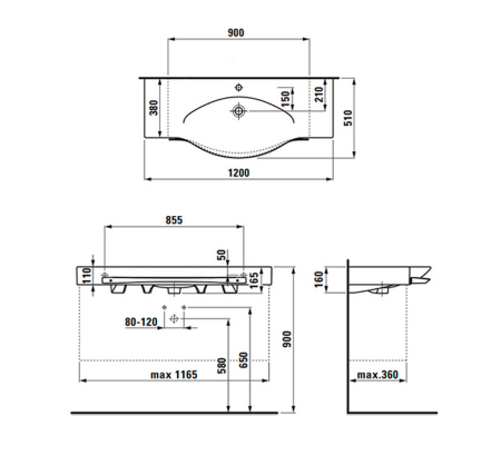 Раковина 120 см Laufen Palace 8127040001041 интернет магазин сантехники BATHPOINT