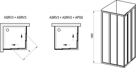 Душевое заграждение Ravak ASRV3-90 S белый профиль, прозрачное стекло, 15V70102Z1 интернет магазин сантехники BATHPOINT