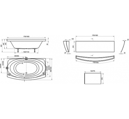 Акриловая ванна Ravak Evolution 180x102 C101000000 интернет магазин сантехники BATHPOINT