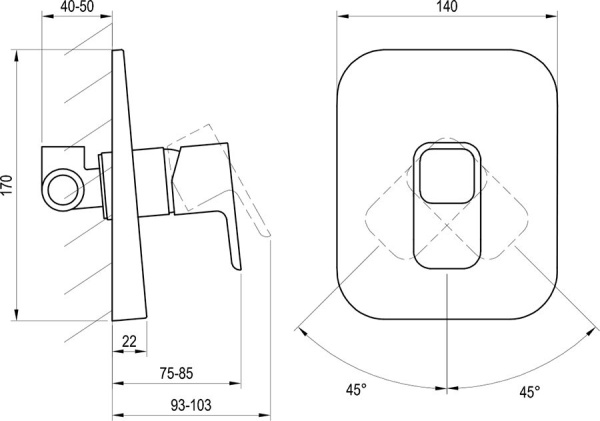 Смеситель втроенный, без переключателя Ravak 10°  14 интернет магазин сантехники BATHPOINT