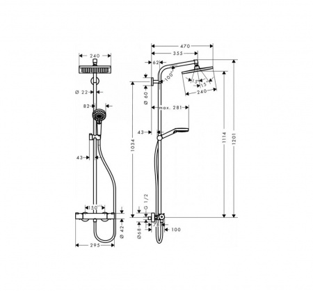 Душевая система со смесителем Hansgrohe Crometta E 27271000 интернет магазин сантехники BATHPOINT