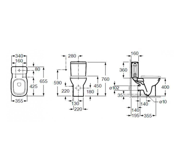 Чаша Roca Debba 66 35 интернет магазин сантехники BATHPOINT
