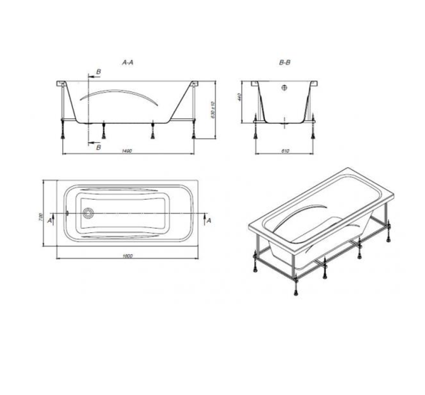 Акриловая ванна Roca Line 160 70 интернет магазин сантехники BATHPOINT