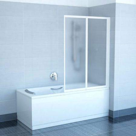 Перегородка (шторка, ширма) на борт ванны складная Ravak VS2 105 белый профиль матовое стекло 796M0100ZG