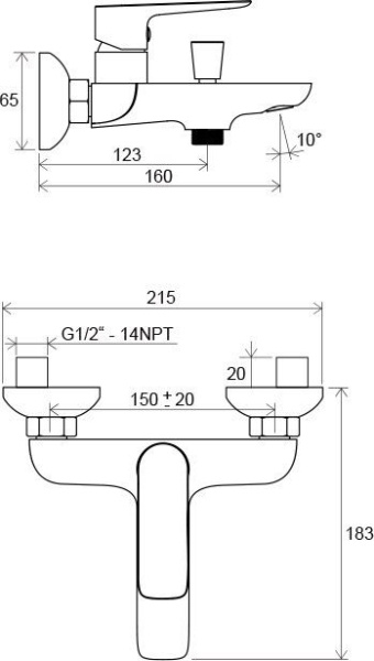 Смеситель для ванны Ravak Classic 18.3 21.5 интернет магазин сантехники BATHPOINT