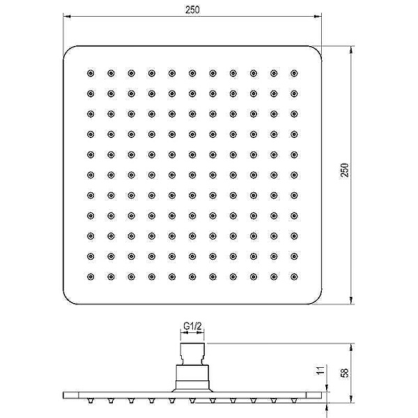 Верхний душ квадратный Ravak  250 мм 250 мм интернет магазин сантехники BATHPOINT