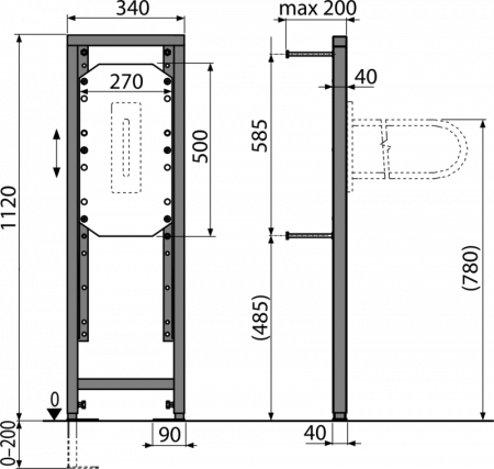 Монтажная рама для поручней ALCAPLAST A106/1120 интернет магазин сантехники BATHPOINT