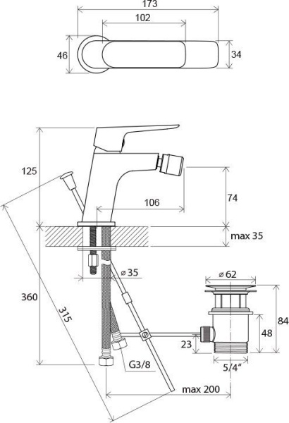 Смеситель для биде Ravak Classic 17.3 12.5 интернет магазин сантехники BATHPOINT