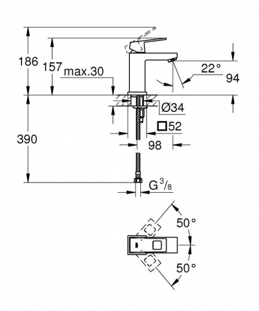 Смеситель для раковины GROHE Eurocube, хром (23132000) интернет магазин сантехники BATHPOINT