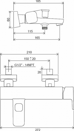 Смеситель для ванны Ravak 10° Free X070152 интернет магазин сантехники BATHPOINT