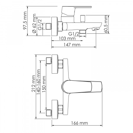 Dill 6101 Смеситель для ванны с коротким изливом интернет магазин сантехники BATHPOINT