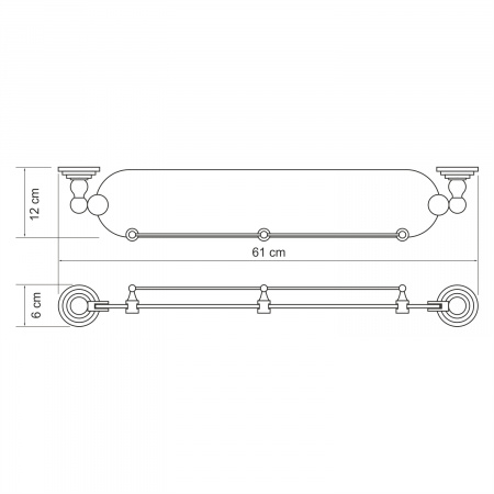 Ammer K-7044 Полка стеклянная с бортиком интернет магазин сантехники BATHPOINT