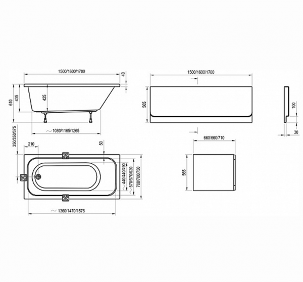 Акриловая ванна Ravak Chrome 170 75 интернет магазин сантехники BATHPOINT
