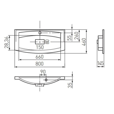 Раковина Aquaton Милан М 80 1A70643KML010 интернет магазин сантехники BATHPOINT
