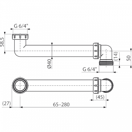 Соединение экономящие пространство 6/4” AlcaPlast P109 интернет магазин сантехники BATHPOINT