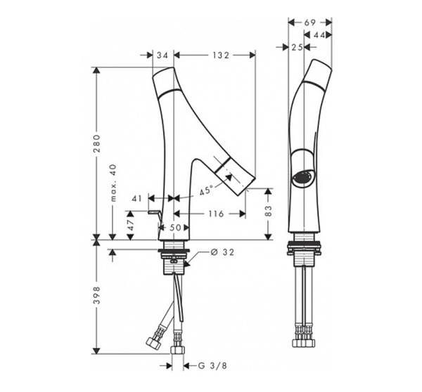 Смеситель для раковины Hansgrohe Starck 11  интернет магазин сантехники BATHPOINT