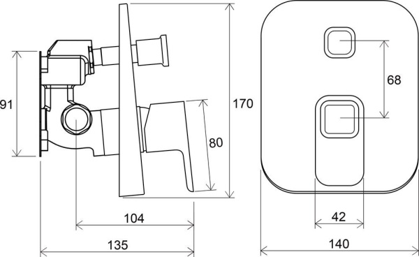 Смеситель настенный с переключателем Ravak 10° 14 17 интернет магазин сантехники BATHPOINT