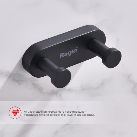 Крючок для полотенец Raglo R300.052.06 двойной,черный интернет магазин сантехники BATHPOINT