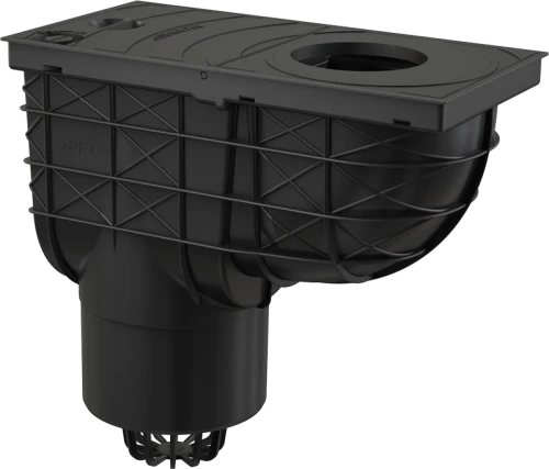 Ливнеотвод 300х155/125 мм сток прямой черный ALCAPLAST AGV2